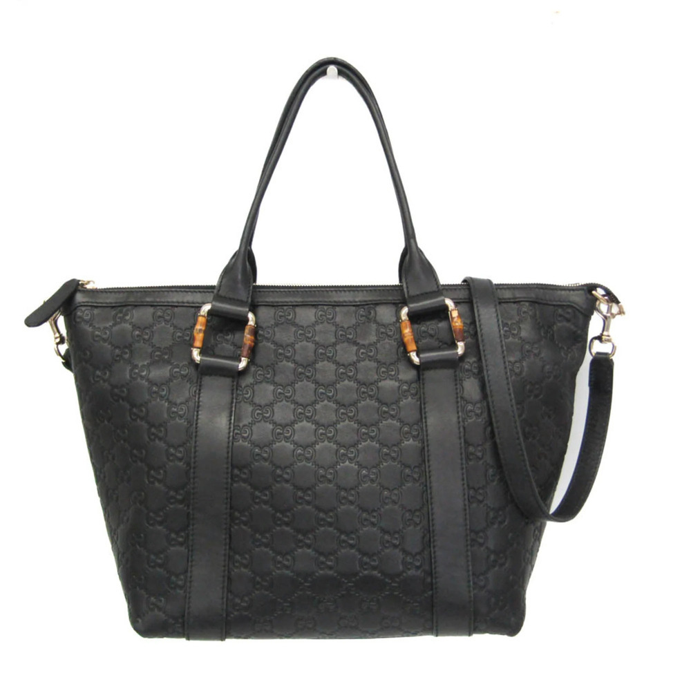 GUCCI Black Leather Bamboo Shoulder Bag
